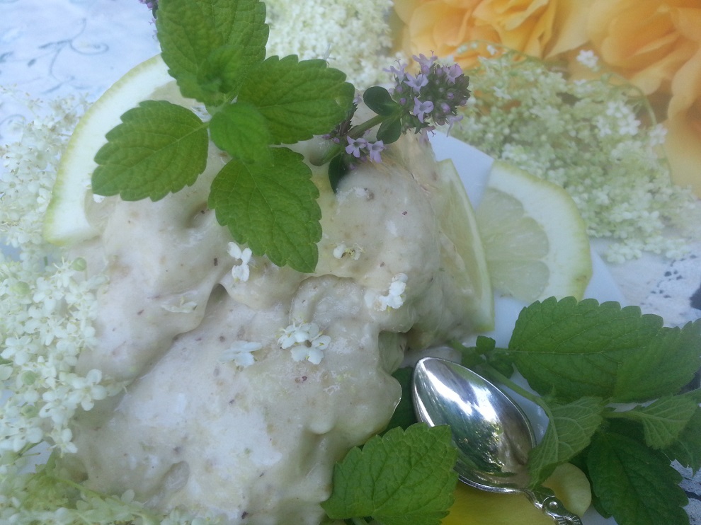 Rohköstliches Holunderblüteneis - eine leckere Erfrischung - nicht nur roh-vegan und laktosefrei, sondern auch superlecker!