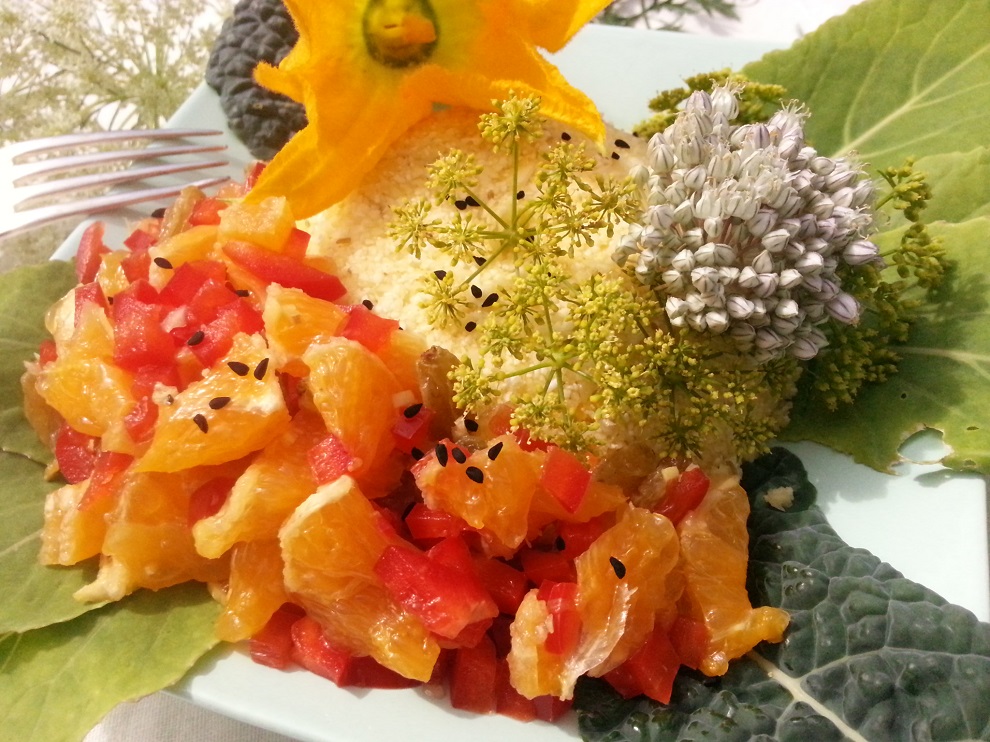 rohköstlicher Blumenkohlreis Soße