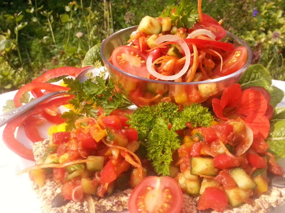 Rohkost-Rezept für herzhaften, scharfen Pusztasalat › grün-roh-bunt